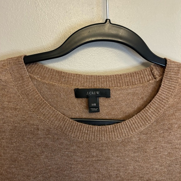 NWOT J. CREW Needle Punch Lace Wool Blend Crewneck Sweater brown cream size XXS - Picture 3 of 14